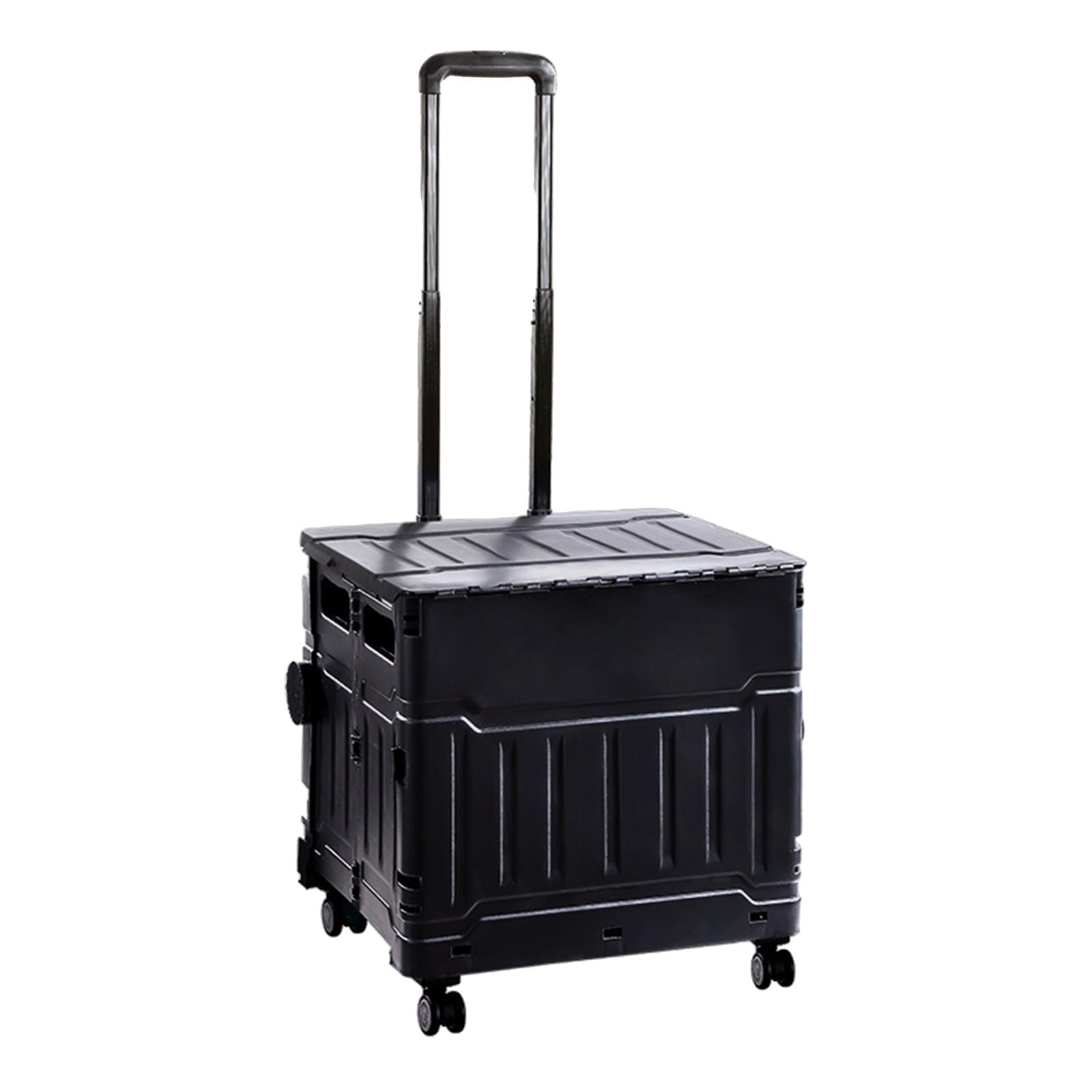 Scatola portaoggetti pieghevole con coperchio, portatile, con manico in alluminio regolabile, per shopping, viaggi e ufficio, leggero e facile da riporre, 34 x 40 x 41 cm