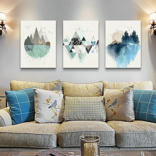 DZRWUBHS Geometry Mountain Wall Painting Canvas Art for Living Room & Bedroom - Modern Abstract Pictures, 20x28 in