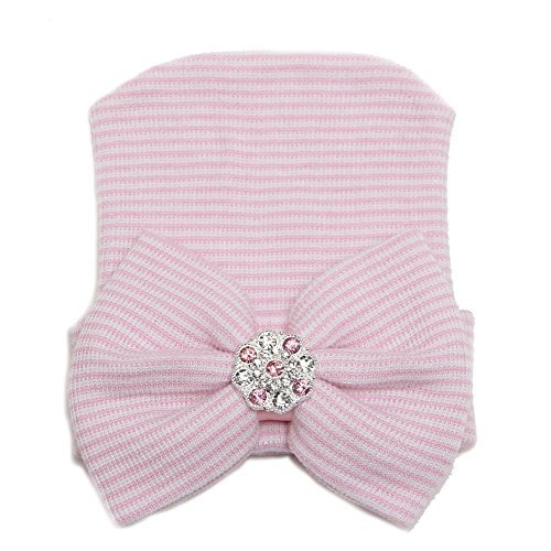 Dreshow Bqubo Newborn Hospital Hat Infant Baby Hat Cap With Big Bow Soft Cute Knot Nursery Beanie #TOP5