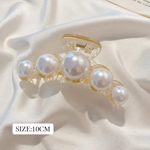 Large Pearl Hair Claw Clips White Hair Clips Strong Hold Hair Jaw Clips Big Hair Clips Barrettes Nonslip Hair Accessories For Women Daily Birthday Wedding Wear Thick Or Thin Hair Styling Clamp #TOP1