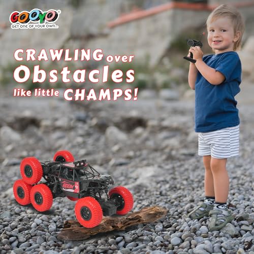 Image of Gooyo GY-97 Hi-Speed Rechargeable Remote Control Rock Crawler Car Toy | 8 Tyres Monster Truck Rock Crawler | 50 Climbing RC Car 4x4 Off-Road Car Toy | Red | in-Built Battery | Gift Box Pack