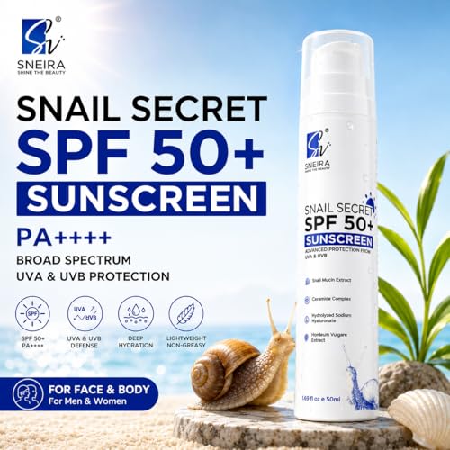 Image of Snail Secret Sunscreen SPF 50+ PA++++ 200ml | Broad Spectrum UVA UVB Sun Protection for Face-Body | Fast Absorbing No White Cast Sunscreen | Water Resistant for Oily /Dry Skin | Men-Women