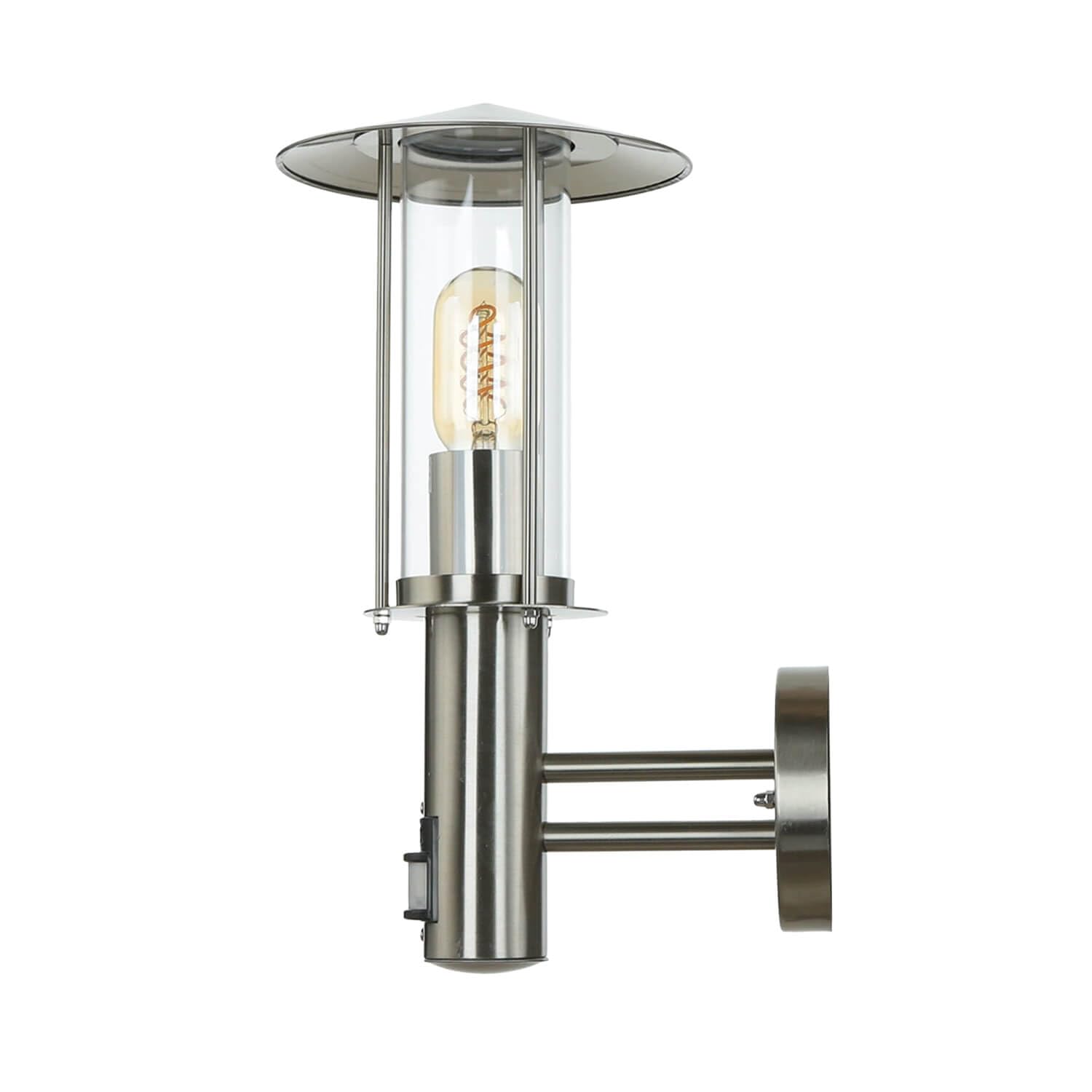 Licht-Erlebnisse Außenleuchte Wand mit Bewegungsmelder IP44 aus Edelstahl & Glas E27 einstellbar maritimes Design Wandlampe Laterne Hof Außenlampe mit Sensor
