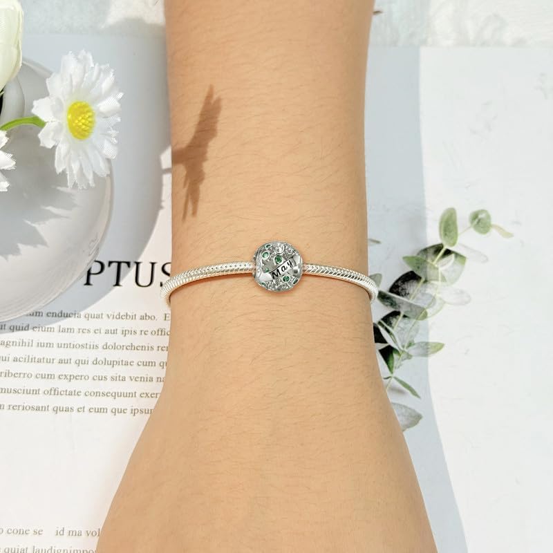 925 Sterling Silver Birthstone Charms for Pandora Bracelets and Necklaces, Bead Charm with Cubic Zircona Valentines Gifts for Wife/Girlfriend Women - Image 4