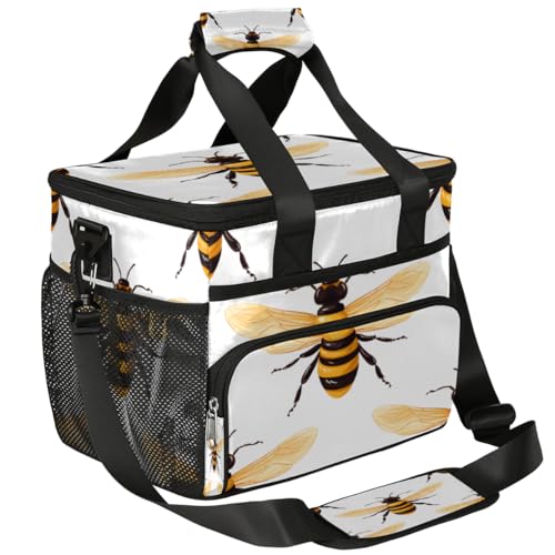 Bees Insulated Picnic Backpack Lunch Box for Women Men Picnic Basket Tote Lunch Bag Picnic Bag Portable Lunch Bags for Picnic, Beach, Work, Trip,Office, Camp Bee Print