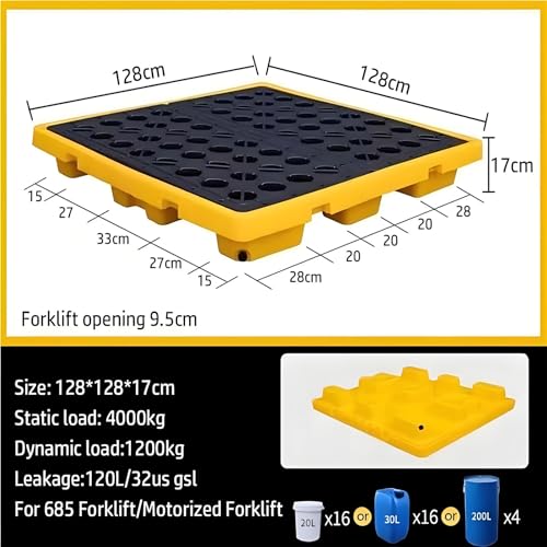 Robustes, modulares Auslaufdeck mit Ablaufauslass und Gabelstaplertaschen, stapelbar, wasserdichte Plattform für Öl- und Chemikalienbehälter, Polyethylen, 183 cm x