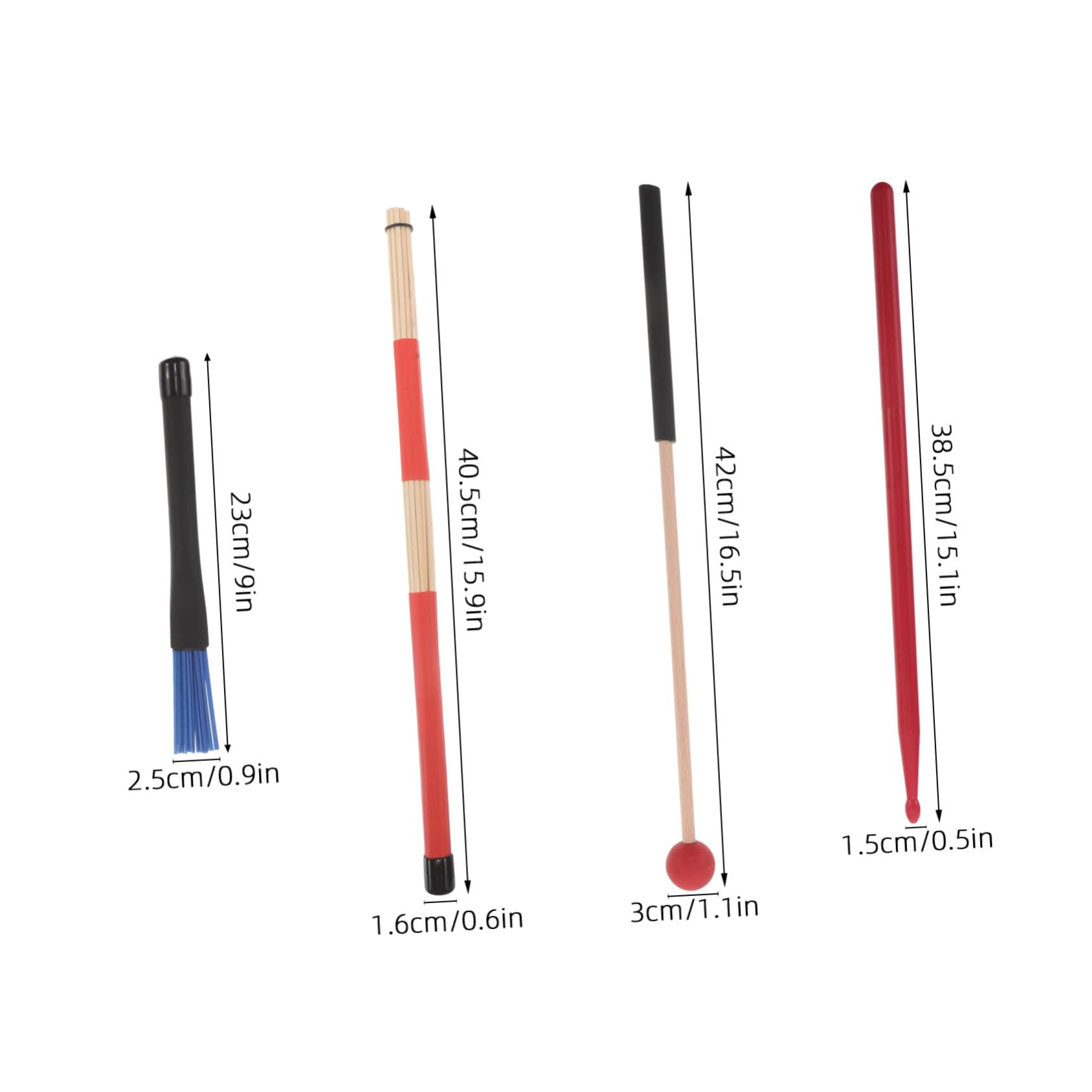 Kit de Baquetas para Batería con Funda Roja Antideslizante y Accesorios de Nylon y Madera, Adecuado para Músicos Profesionales y Principiantes en Jazz y Blues