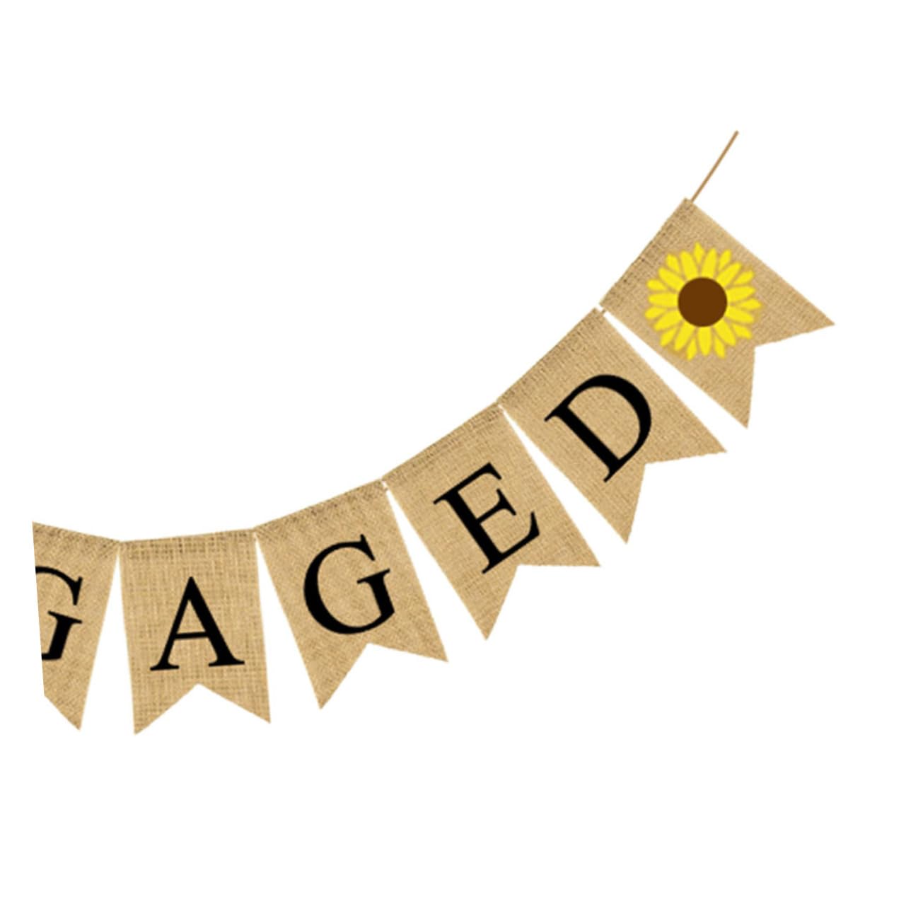 Abaodam 3stücke Hochzeitsfeier Wimpelkette Set Vintage Sackleinen Banner Mit Sonnenblumen Party Dekoration Für Hochzeiten Feiern Als Fotodekoration Festatmosphäre Partybedarf Für