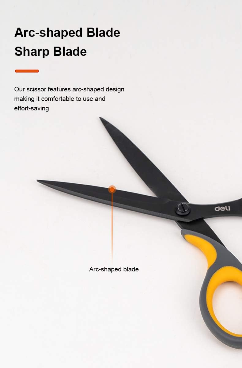 Deli 2 Pack Multi-Purpose Cutting Scissors, Blade Resists Adhesive of Tape and Glue, Ergonomic Anti-Rust Scissor, Durable Craft Scissors Set, Soft Grip