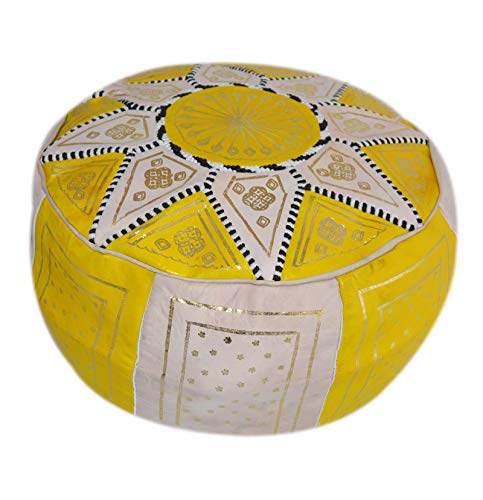 Moroccan Pouf Ottoman Footrest Hassock Handmade 100% Leather Comfortable Unstuffed