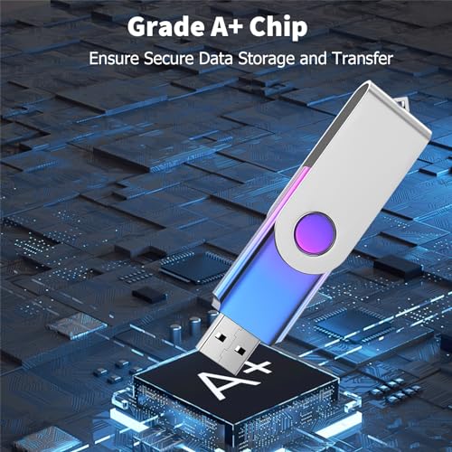USB Stick 32 GB Pack of 2, ABLAZE Colour Gradient Memory Stick Rotate Metal Colourful Memory Stick High Speed USB 2.0 Flash Drive (Green/Purple) - Image 3