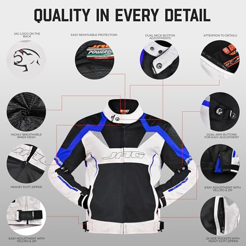 Image of J.A.G. JAG Mesh Motorcycle Jacket-Biker Jacket-CE Armored Motorbike Jacket Men-High Visibility Breathable Riding Jacket