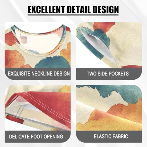 senya Hot Air Balloon Clouds Summer Pajamas Set Short Cotton Sleepwear 2 Piece4