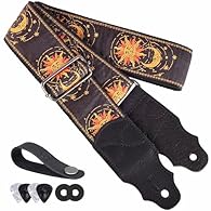 【Original Design】-YIKOKO guitar strap has an excellent appearance, unique shape of the extended head layer cowhide end, thickened cotton fabric, with classic star pattern, to meet different personalized needs. 【Safety】-Using double-layer cowhide ends...