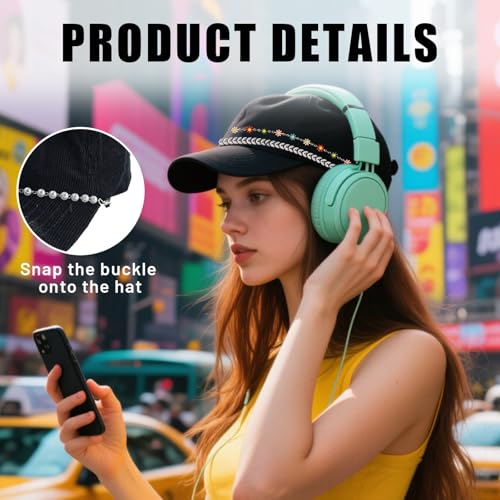 8Pcs Trucker Hat Chains, Trucket Hat Chains and Charms, Bill Decoration Charm Accessories for Women3