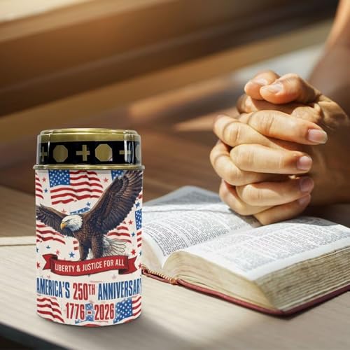 Image of Solar Memorial Light - Patriotic Flameless Candle with American Flag Bald Eagle Print, for Independence Day, Veterans Day, National Cemetery Decor