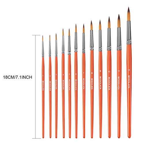 watercolor paint brushes set - 12pcs round pointed painting brush for acrylic gouache oil artist miniature model - short handle