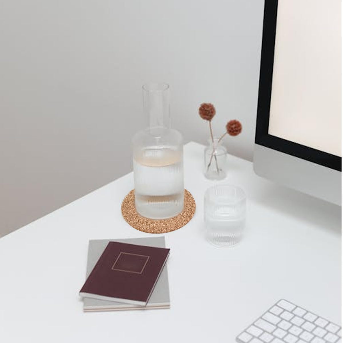 10 Pack 4 Inch Round Cork Coaster, Reusable Coffee Coaster