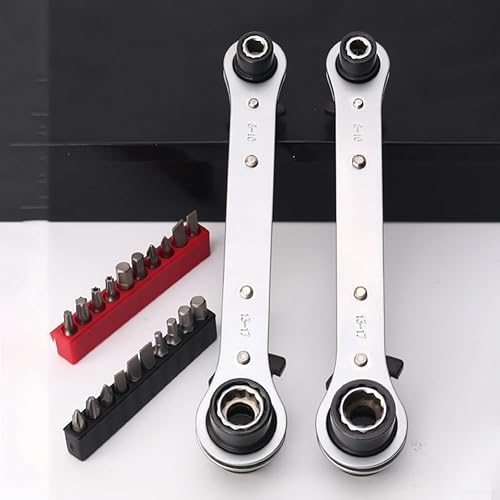 Miniatura 6 de Llave de trinquete de doble cabezal ajustable para reparaciones de automóviles de fontanería HVAC, compacta de 3/16 1/4 5/16 3/8 pulgadas con agarre