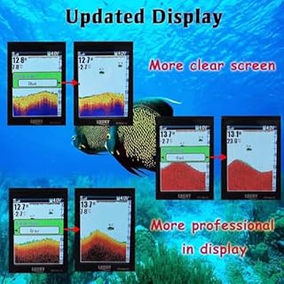 LUCKY Portable Fish Finder Transducer Sonar Sensor 147 Feet Water Depth Finder LCD Screen Echo Sounder Fishfinder with Fish Attractive Lamp for Ice Fishing Sea Fishing