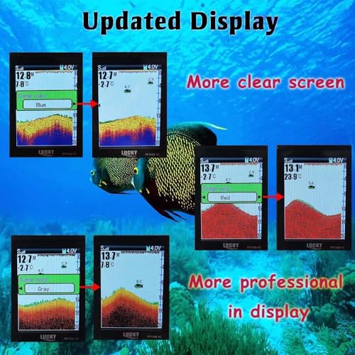 LUCKY Tragbarer Fischfinder Wandler Sonarsensor Wasser Tiefenmesser LCD Bildschirm Echolot Fischfinder zum Eisfischen Meeresangeln