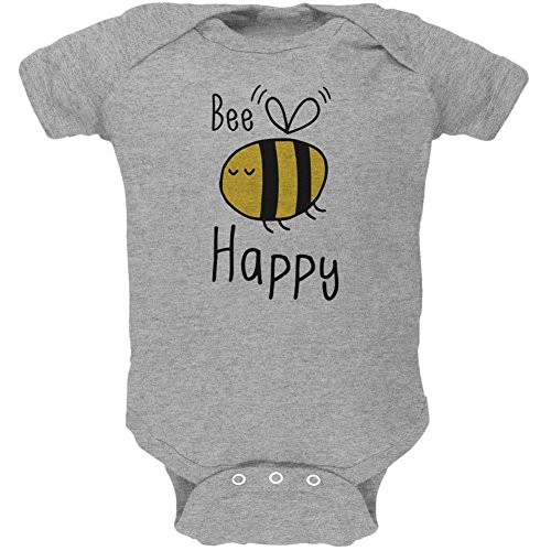 Old Glory Honey Bee Bees Bee Happy Soft Baby One Piece Heather 9-12 M Grey