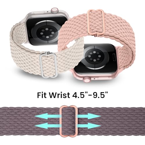 Image of Delidigi Stretchy Bands Compatible for Apple Watch Band Women 40mm 38mm 41mm 42mm 44mm 45mm 46mm 49mm, Nylon Braided Straps for iWatch Series 11 10 9 8 7 6 SE 5 4 3 Ultra 3 2 1