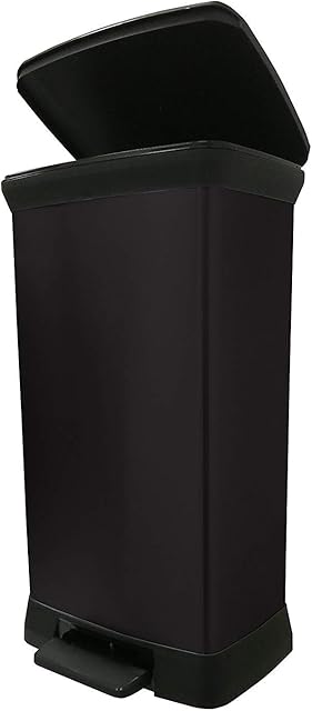 Curver Metal Effect Pedal Touch Deco Bin, Black, 50 Litre