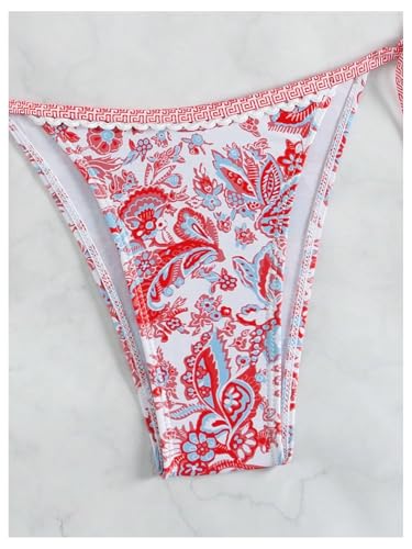 Image of BYFINECANY Women's Floral Printed Bathing Suit Halter Paisley Summer Swimsuit Bikinis Set