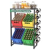 TESSTINA Getränkekistenregal mit Ablage für 4 Kisten, Trag.400KG, Kistenregal Metall, Getränkeregal, Regal Getränkekisten, Bierkistenregal, Vorratsregal, Kastenregal für Küche Balkon Camping, Schwarz