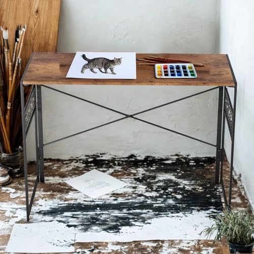 FurnitureR Zeichentisch faltbar 100x50cm - Künstler Tisch mit Neigungsfunktion? Nein! Stattdessen: Stahlrahmen + 8 Haken für Pinsel/Eimer, 50kg, 5,5cm flach