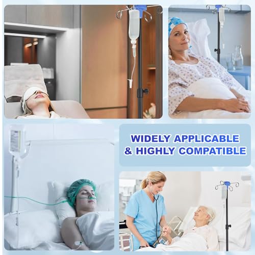 Infusionsständer,Verstellbarer Infusionsständer mit Rädern,Faltbare IV-Stange,Höhenverstellbar,mit 4 Haken und 3 Netzbeuteln, für Krankenhaus Und Häusliche Pflege