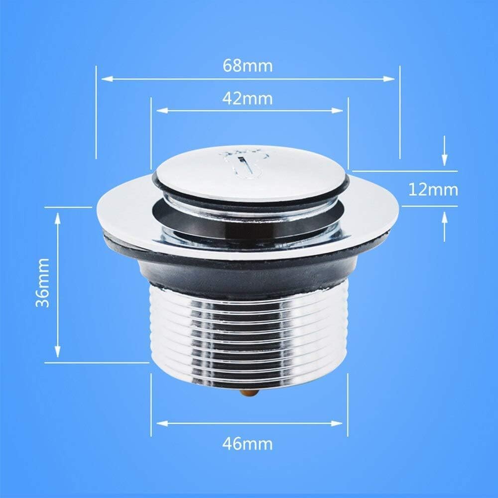 Basin Plug pop up Sink Plug Sink Basin Plug Drain Floor Drain Pop Up Drain Waste Strainer with Overflow Chrome Finish Zinc Alloy Sink Shower Drain Stopper Bathtub Bathroom Accessories