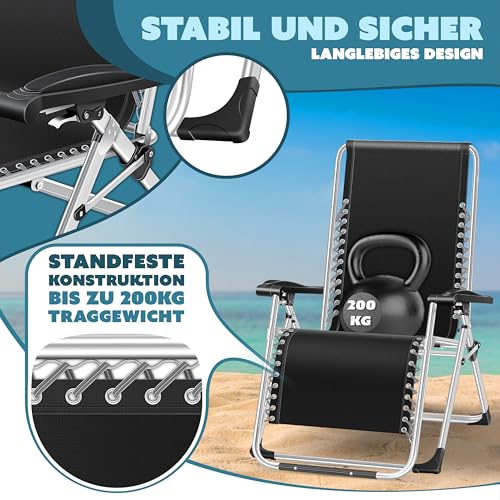 Chaise Longue XXL Zéro Gravité 200 kg Teslin KESSER