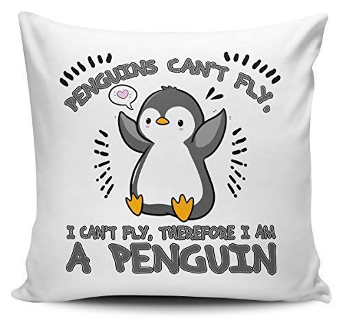 Jidmerrnm Penguins Can't Fly, I Can't Fly, Therefore I Am A Penguin Funny Novelty Throw Pillowcase Cushion Cover