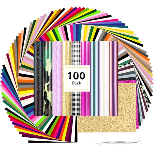 HTVRONT HTV Heat Transfer Vinyl Bundle - 100 Pack 12 * 10in Heat...