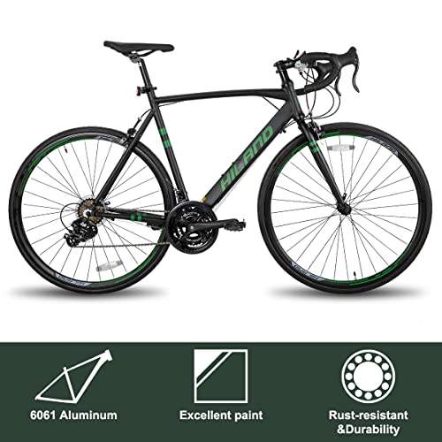 Hiland Road Bike 700C Racing Bike Aluminum City Commuter Bicycle With 21 Speeds Black 53Cm #TOP1
