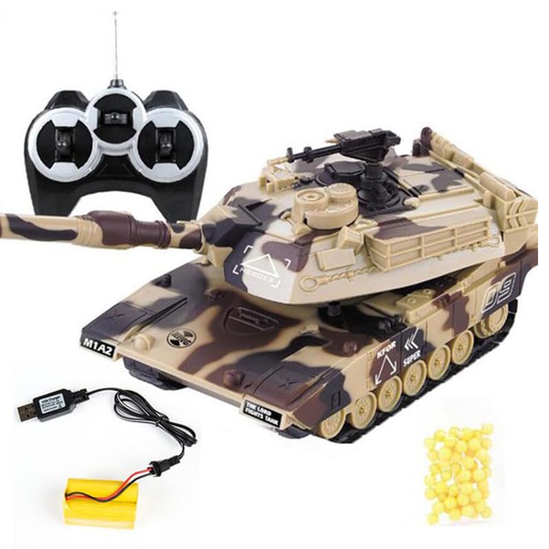 DIJIUCL 27CM RC Tank 1:32 M1A2 Remote Control Tank Military BB Firing Military Model with BB FiringTactical Bullet Firing Army Battle Toy -Yellow