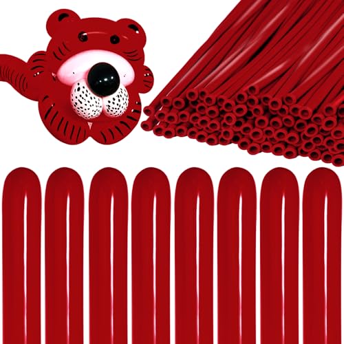 Image of 260 Garnet Red Long Balloons for Balloon Garland Thickening Skinny Latex Twisting Animals Modeling Christmas Birthday Wedding Party Festival Decorations 100pcs