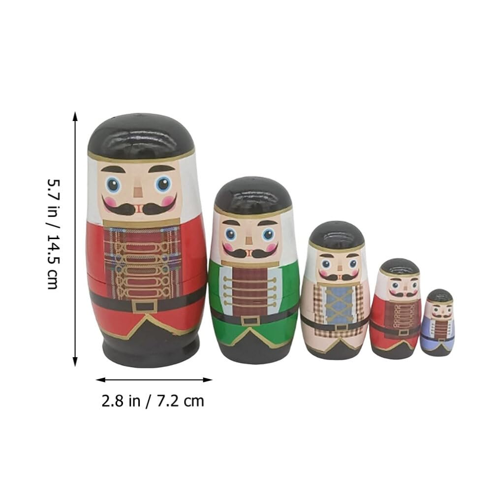 MAGICLULU 5 Stück Weihnachts-Russische Puppen Nusssoldat Matroschka Holz S.