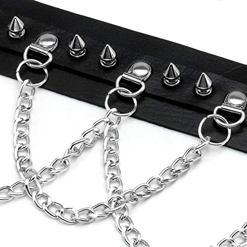 Manfnee Cool Punk Gothic Collar for Women and Men Black PU Leather Vingate Necklace Adjustable3