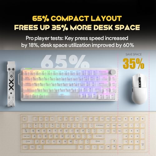 Gaozen x FURYCUBE 68% Mechanical Gaming Keyboard with RGB Backlit, Wired Keyboard Volume Knob Gasket Mount with PBT Keycaps,Pre-lubed Linear Switches, Hot-Swap Creamy Keyboard, for FPS Games by Gaozen - Image 3