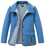 Women’s Quilted Spring Jacket - Water Repellent Summer Coat Full Zip Lightweight Padded Windbreaker with Contrast Piping & Pockets - UK Size 12-24 (UK, Numeric, 20, Regular, Regular, Blue)