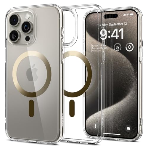 Image of Spigen for iPhone 15 Pro Max Case, Ultra Hybrid MagFit [Anti-Yellowing] [Compatible with Magsafe] - Clear Gold