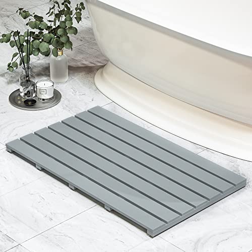 Bamboo Wooden Bath Floor Mat for Luxury Shower - Non-Slip Bathroom Waterproof Carpet for Indoor or...