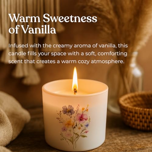 Image of Wildflower Vanilla Candle Set of 2 | Warm Vanilla Home Fragrance Aroma for Candlelight Dinners | Soy Wax, IFRA Certified | Reusable Scented Candles for Gift & Decoration