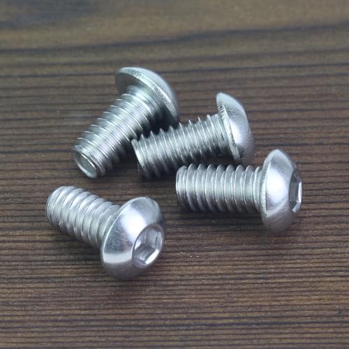 Image of 100 Pieces 1 /4-20 x 1 /2 inch Button Head Socket Cap Screws Bolts, HELIFOUNER 304 Stainless Steel (18-8) Screws, Bright Finish, Fully Threaded