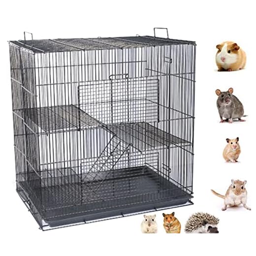 3-Levels Easy Portable Collapsible Ferret Chinchilla Sugar Glider Rats Mouse Animal Critter Chew-Proof Metal Carrier Travel Cage with Narrow 3/8-Inch Bar Spacing Easy to Clean No Tools Needed