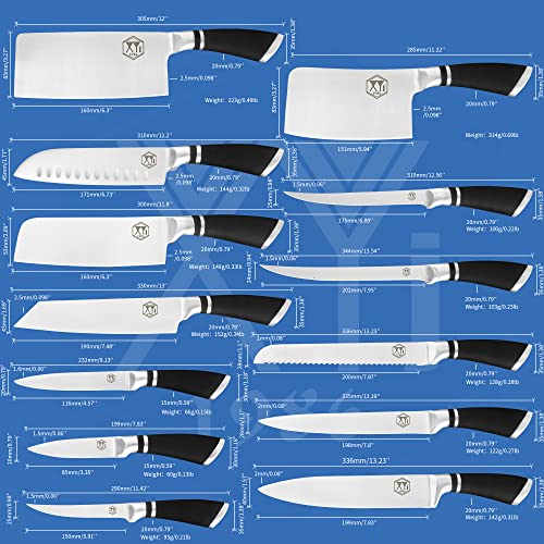 XYJ Knives Authentic Since 1986,Chef Knife Professional Set with Bag,Cleaver Butcher Knife for