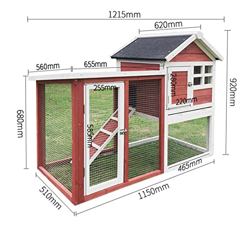 XLYYLM Kaninchen Hutch Indoor Outdoor, hölzerner Hühnerstall, Häschenhutch mit Lauf, Belüftungstür, abnehmbares Tablett… – Bild 8